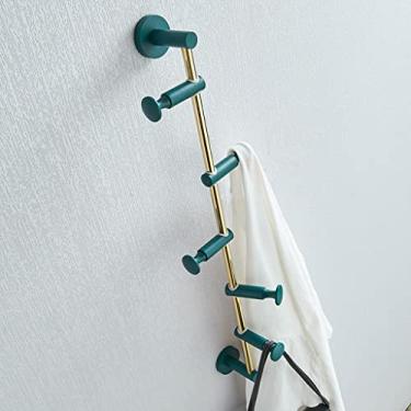 Imagem de Kit de acessórios de banho todo toalheiro de banho de cobre verde dourado trilho de barra de toalha, escova de vaso sanitário, suporte de tecido, conjunto de ferragens de banheiro montado na parede