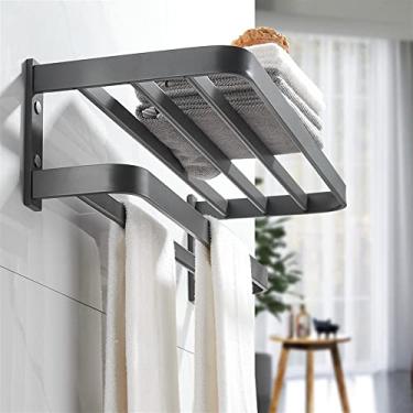 Imagem de Toalheiro Toalheiro cinza/prata acessórios de hardware de banheiro toalheiro de alumínio/barra prateleira de banheiro suporte de toalha de parede prateleira de toalha