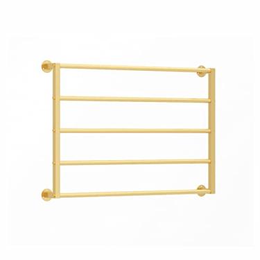 Imagem de HHHJQFAAT Rack de exibição de cachecol de metal montado na parede, rack de exibição de roupas multifuncional, cachecol/pano/toalhas/rack de lenços de seda (cor: branco, tamanho: 60 cm/23,6 pol.) (ouro