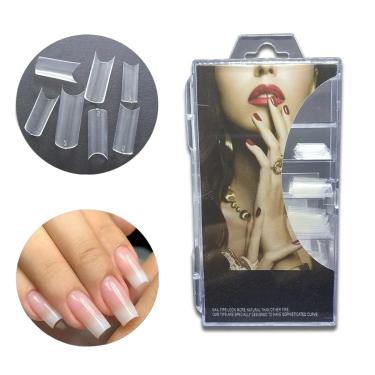 Imagem de Unha de Gel 100 Tips Curvatura C  Porcelana Alongamento Acrigel Acrifix Cor:Transparente