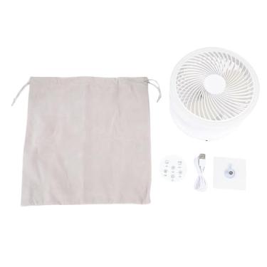 Imagem de CUOFYUNL Ventilador de mesa portátil dobrável recarregável de longa duração Ventilador de mesa oscilante silencioso com temporizador de luz LED redondo remoto