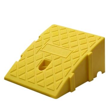 Imagem de Estink 13cm Rampa de Meio-Fio Plástico Rampa de Limiar de Garagem para Carros Motocicletas Cadeiras de Rodas Com Design de Grade Antiderrapante Furos de Montagem (Amarelo)