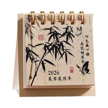 Imagem de Mini Calendário De Mesa 2026 Simples Criativo Com Espiral, Pequena Dec