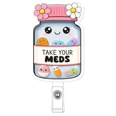 Imagem de AZGUAMI Agitador de carretel de crachá de farmácia - porta-crachá retrátil com clipe jacaré, presentes de semana de enfermagem para estudantes de enfermagem, CNA, assistente médico de UTI e enfermeira