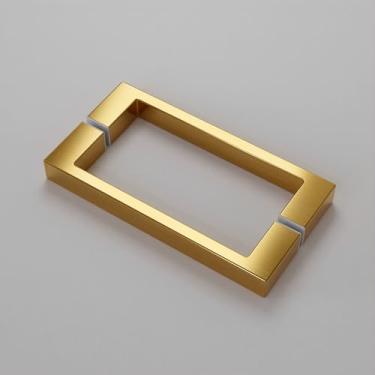 Imagem de Puxador de porta de chuveiro de 20 cm, aço inoxidável 304, quadrado, para vidro temperado de 1/10.2 cm a 1/5.1 cm, maçaneta deslizante de substituição com arruelas (ouro escovado)