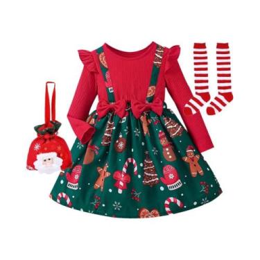 Imagem de Vestido De Princesa Vermelho De Manga Longa Para Meninas, Festa De Ano