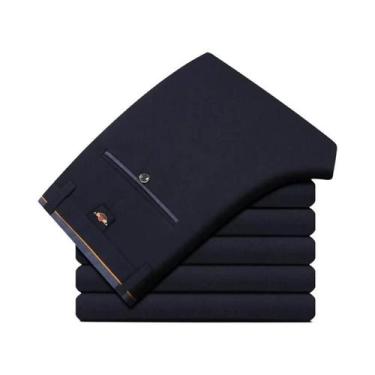 Imagem de Calças De Terno Masculino Para Negócios, Finas, Formais, Retas, Longas