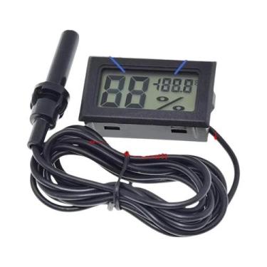 Imagem de Mini termômetro digital LCD com sonda à prova d'água para freezer gela