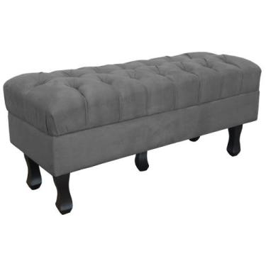 Imagem de Puff Retro Luis Xv Capitonê 1 Metro Suede Grafite - D'Rossi - DROSSI