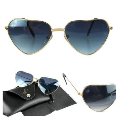Imagem de Oculos Sol Coração Dourado Infantil Proteção UV + Case criança dourado