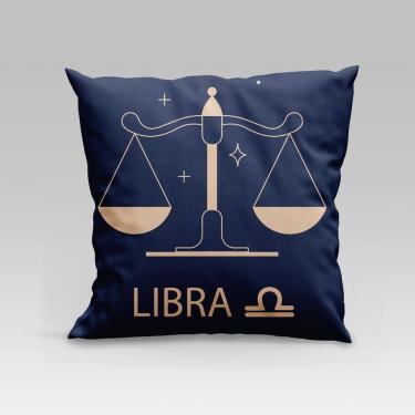 Imagem de Capa De Almofada Estampada Signos Do Zodíaco Em Veludo Suede 45cm X 45cm Libra