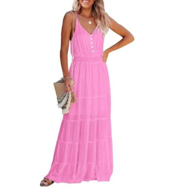 Imagem de Vestido Maxi PRETTYGARDEN Rosa Chá Sem Manga com Alças Finas XXL