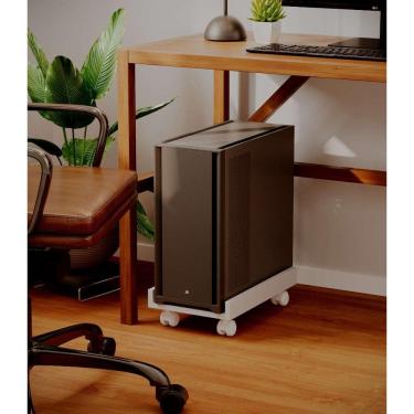 Imagem de Suporte para CPU Sicilia Branco com Abas Laterais Rodízios Gabinete