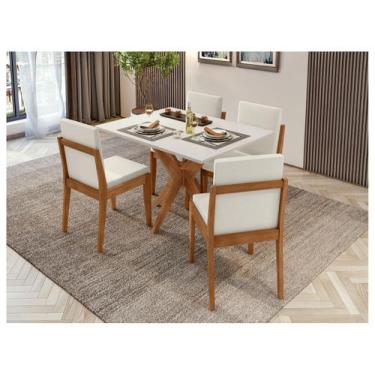 Imagem de Mesa de Jantar 4 Cadeiras Retangular Madeira Maciça com vidro Nesher D