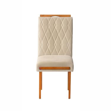 Imagem de Kit 2 Cadeiras Estofadas de Jantar Azaléia - MDF em Veludo Pés em Madeira - Vintage Decor