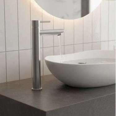 Imagem de Torneira Bancada Pia Cuba Alta Aço Inox Escovado Fosca Lavabo Banheiro