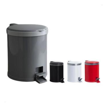 Imagem de Lixeira Banheiro Pedal 5 Litros Plástico Cesto Escritório - Viel, Cinz