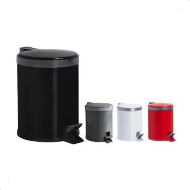 Imagem de Lixeira Banheiro Pedal 5 Litros Plástico Cesto Escritório - Viel, Pret