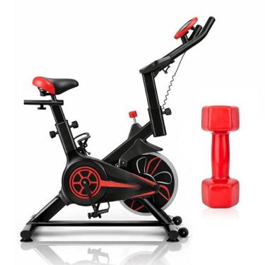 Imagem de Bicicleta Ergométrica Spinning Volante de 6kg - Ahead Sports + Halter Vinil 3kg Vermelho-Unissex