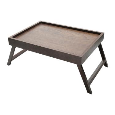 Imagem de Bandeja Retangular Marrom em Madeira C/Pé P/Café da Manhã Naturals 48x35x22cm Woodart