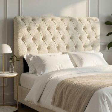 Imagem de Cabeceira Cama Box Casal Padrão Sarah 140cm com Frame Bouclê Bege - Ab