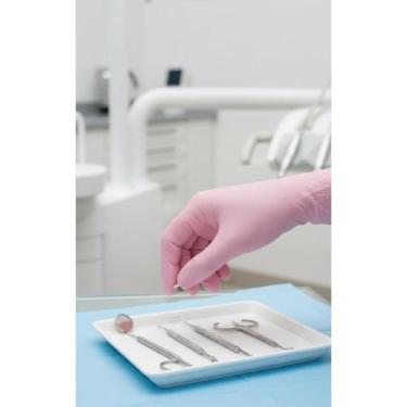 Imagem de Luvas Nitrílicas Rosa M Hipoalergênicas Antiderrapantes 100 - Congratu