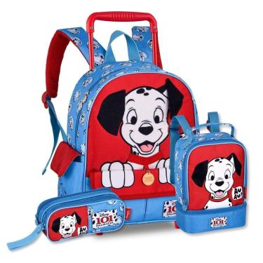 Imagem de Mochila Rodinhas 101 Dalmatas Com Lancheira E Estojo Duplo