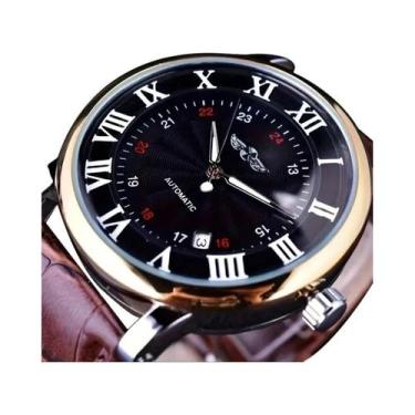 Imagem de Relógio Mecânico Masculino Com Pulseira De Couro Marrom, Exibição De D