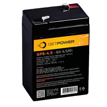 Imagem de Bateria Selada 6V 4,5ah GetPower - Brinquedo, Carro Elétrico