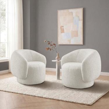 Imagem de Conjunto 2 Poltronas Base Fixa e Estofada Ivy Espresso Móveis Bege Claro