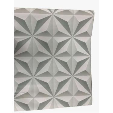 Imagem de Papel de Parede D'Carte Geométrico 3D Cinza e Branco 45cm x 5m Autocolante Lavável
