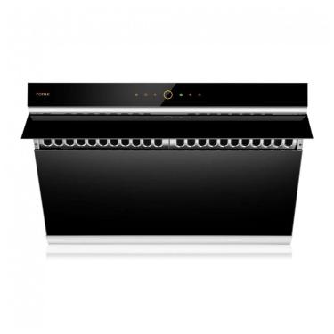 Imagem de Coifa de parede ou embutir 76cm FOTILE preta vidro temperado inclinado dupla sucção motor duplo LED comando por toque 110V