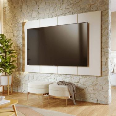 Imagem de Painel para TV Até 65 Polegadas Amalfi Ripado com Led Off White Matte/Freijó - Colibri