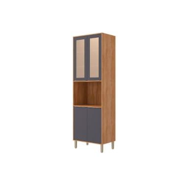 Imagem de Paneleiro de Cozinha Cristaleira Celeste com 4 Portas e 4 Prateleiras 100% MDF 70CM Cin...