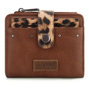 Imagem de Carteira feminina Montana West X Wrangler com estampa de leopardo pequ