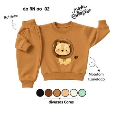 Imagem de Conjunto Moletom Infantil Bebê Menino Peluciado Roupa Inverno Flanelad