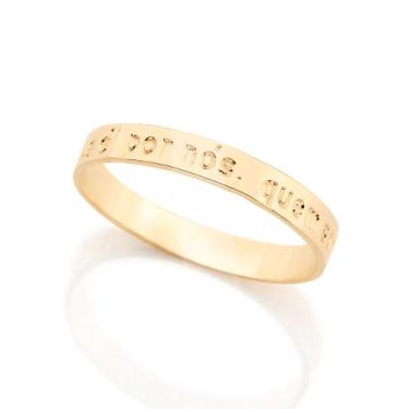 Imagem de Anel Rommanel Banhado Ouro 18k Trecho Bíblico E Cruz 511588 Tamanho:14
