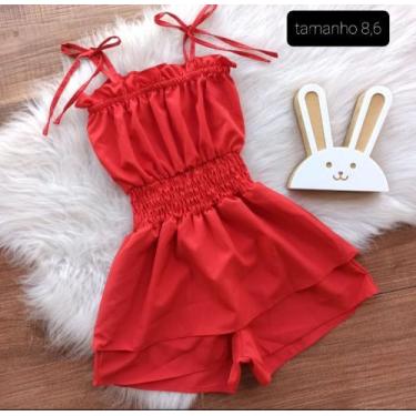 Imagem de Macacão vermelho infantil moda blogueirinha - Amorinha cg