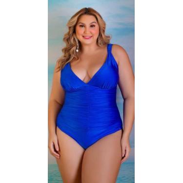 Imagem de Maiô Plus Size Liso Com Bojo Drapeado - Sol e Água, Azul royal, 50