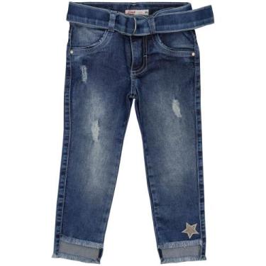 Imagem de Calça Infantil Look Jeans Skinny c/ Cinto Jeans - UNICA - 02, 02, Azul