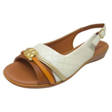 Imagem de Sandalia Feminina Rasteira Elegante Dia a Dia Piccadilly, Off white, O