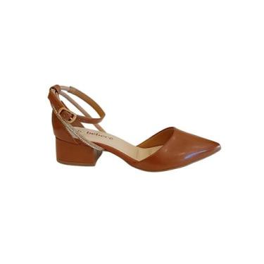 Imagem de Sapato Feminino Scarpin Bebecê Pecan Tira Brilho T3628-123, Pecan, 38