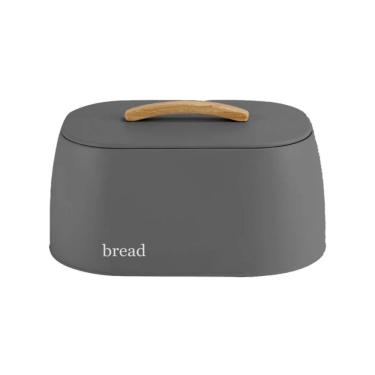 Imagem de Porta Pão Sense com Alça para Armazenar Pães Metal e Bambu Chumbo para Cozinha Deep Sense