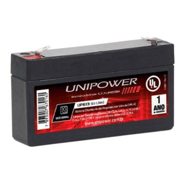 Imagem de Bateria Estacionária VRLA 6V 1,3Ah UP613 Não Automotiva com Terminal Faston 187 Unipower