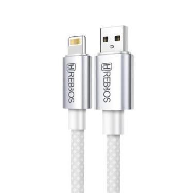 Imagem de Cabo Hrebos Premium CB-219i USB-A Compativel Lightning 27W Branco Nylo