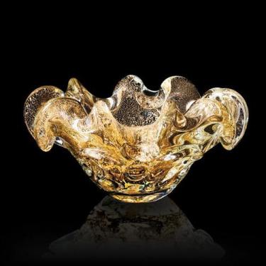 Imagem de Centro De Mesa Em Cristal Murano Ouro 24K São Marcos 28cm