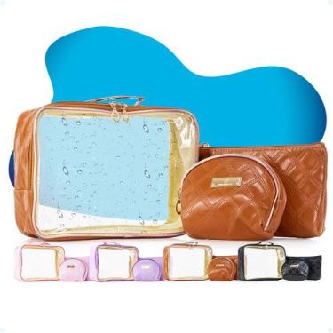 Imagem de Necessaire Feminina Transparente Kit 3 Peças De Viagem Praia - Hxt, Ma