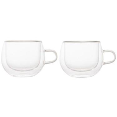 Imagem de Conjunto De Xícaras Para Chá E Cappuccino 240ml Vidro Duplo 2 Peças Ly