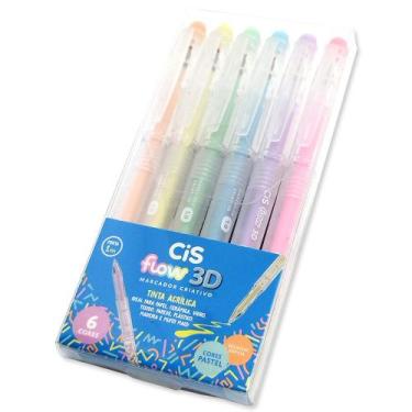Imagem de Marcador Criativo CiS Flow 3D 1.0mm - 6 Cores PASTEL