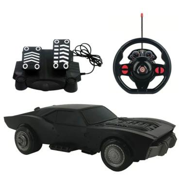 Imagem de Carrinho de Controle Remoto Batmóvel com Volante e Pedais em 07 Direções Preto Candide